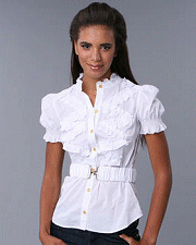 Baby Phat Belted Ruffle Woven Shirt