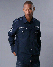 Coogi Denim-Culture Solid Button Down Shirt