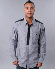 Sean John Long Sleeve Chambray Shirt